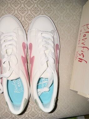 Blowfish White Sneakers with Metallic Pink Accent